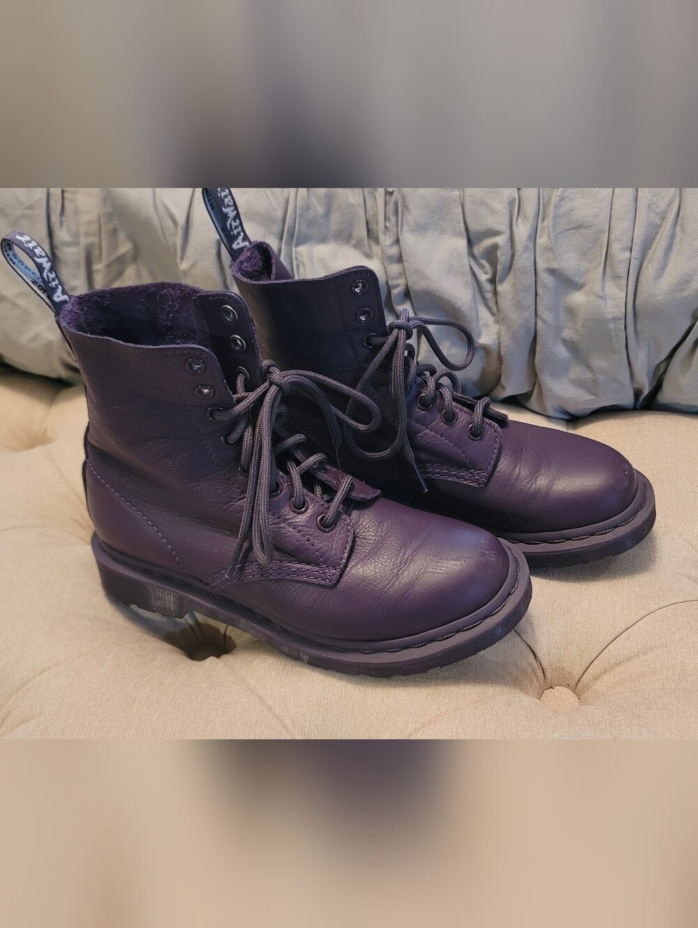Dr. Martens Purple Leather Combat Boots